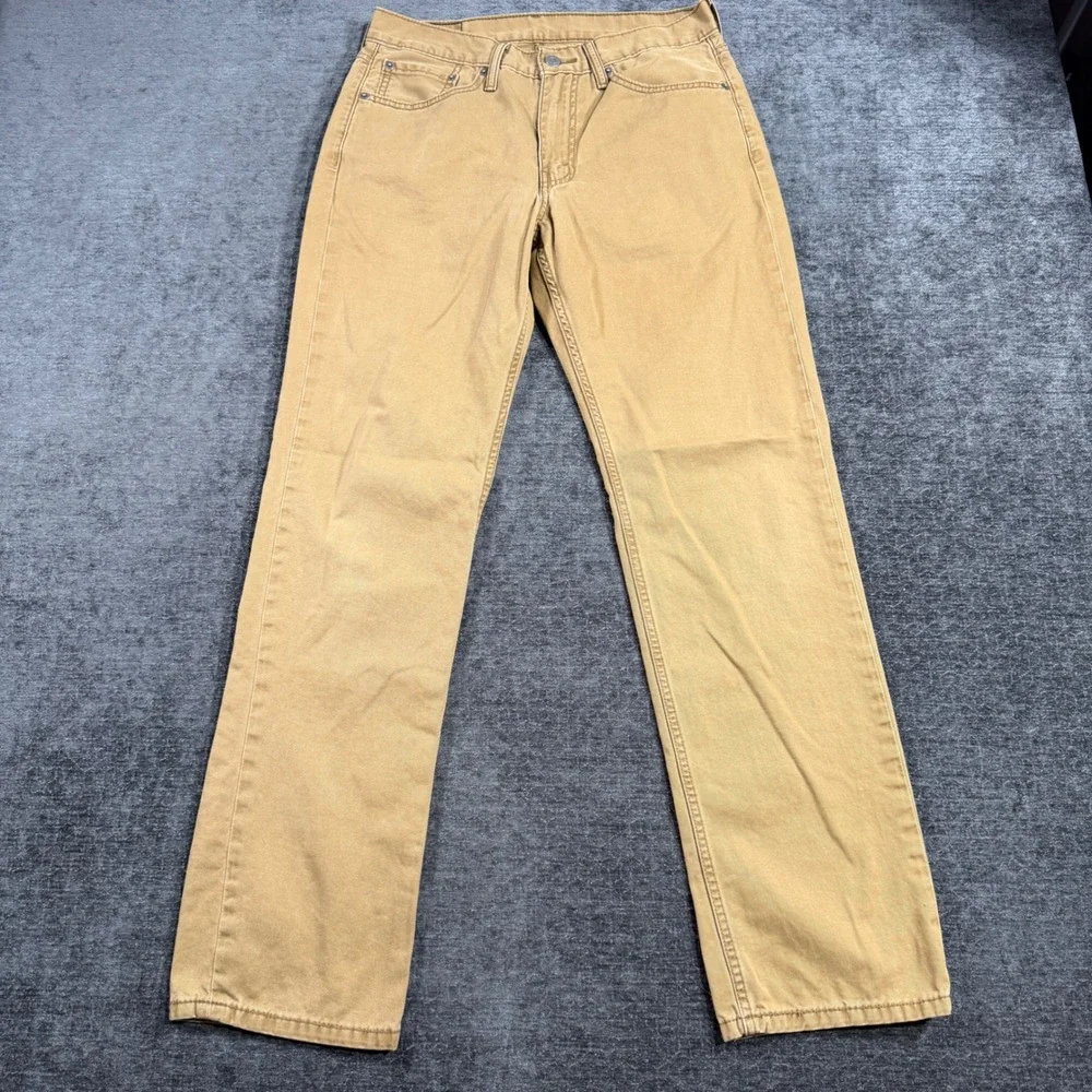 Levis 514 Straight Fit Tan Khaki Pants Mens 32x34 Cotton Blend Casual Trousers
